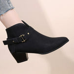 Women's Fashionable Retro Belt Buckle Block Heel Ankle Boots 82952903S