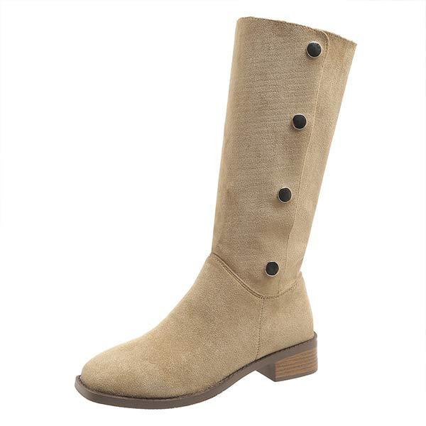 Women's Low Heel Block Heel Knee-High Boots 08404041C