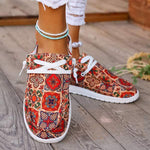 Women's Printed Lace-Up Casual Canvas Shoes 65433241C