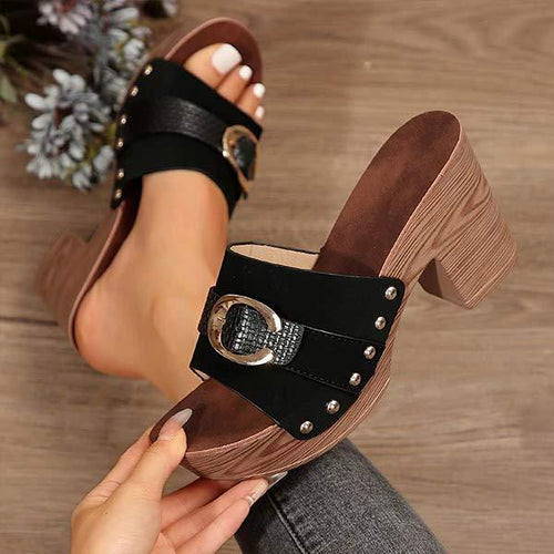 Women's Platform Chunky Heel High Heel Slide Sandals 12744777C