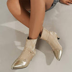 Women's Pointed Toe Suede Ankle Boots with Rear Zipper 25193039C