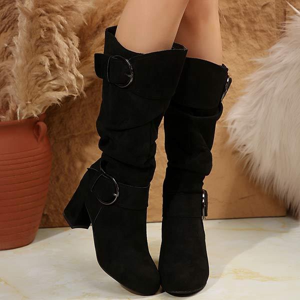 Women's Over-the-Knee Suede High Heel Fashion Boots with Belt Buckle 58823634C