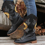 Women's Vintage Embroidered Chunky Heel Long Boots 54607670C