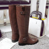 Women's Casual Belt Buckle Decorated Knee High Boots 99298998S