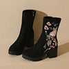 Women's Casual Embroidered Flower Mid-Calf Boots 12059334S