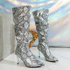 Women's Fashion Snake Print High Heel Knee-High Boots 98128611S