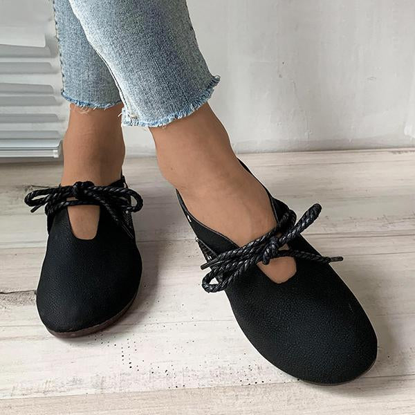 Women's Retro Colorblock Lace-up Flat Casual Shoes 22892771S