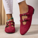 Women's Vintage Suede Flat Shoes 91050788C