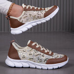 Women's Casual Mesh Glitter Lace-Up Sneakers 55122883S