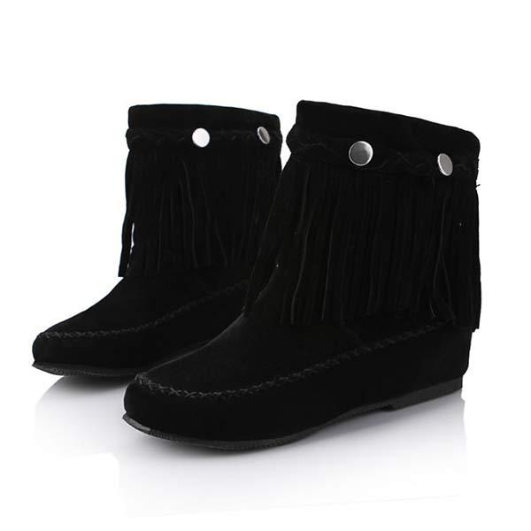 Women's Low-Heel Casual Fringed Boots 27599957C