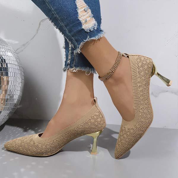 Women's Knitted Pointed Toe Stiletto High Heels 44886381C