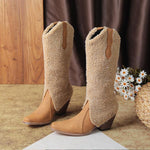 Women's Fashion Faux Shearling Knee-High Western Boots 14488746S