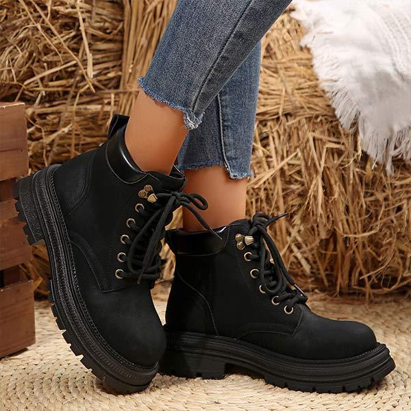 Women's Vintage Lace-Up Ankle Biker Boots 44601847C