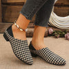 Women's Pointed Toe Houndstooth Low Heel Slip-On Two-Way Flats 72943296C