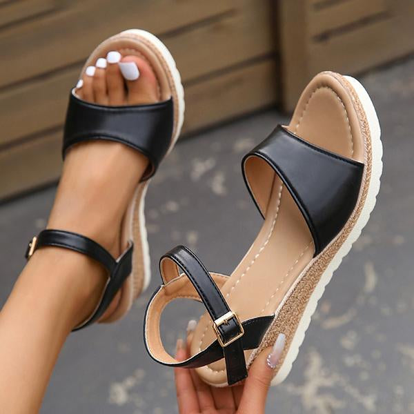 Women's Fashion Fish Mouth Buckle Wedge Sandals 77411541C