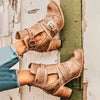 Women's Vintage Chunky Heel Belt Buckle Ankle Boots 76025682C