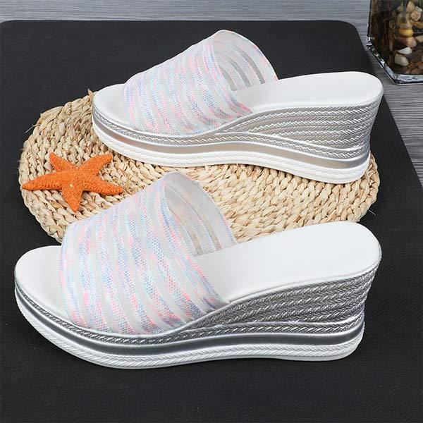 Women's Wedge Platform Knit Slide Sandals 49983389C