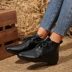 Women's Retro Lace-Up Pointed Toe Short Boots 37899178C