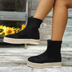 Women's Casual Round Toe Thick-Soled Short Boots 55609380S