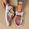 Women's Lace-Up Casual Plaid Flat Canvas Shoes 06532324S