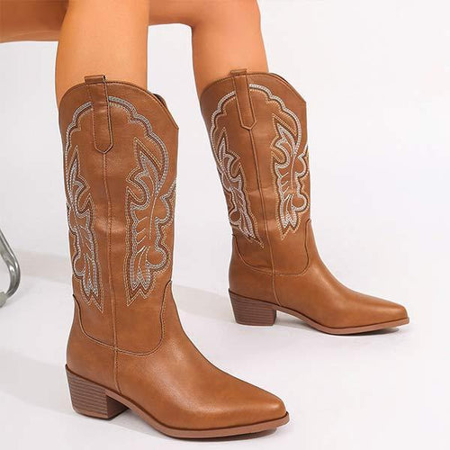 Women's Vintage Embroidered Western Cowboy Boots 65205563C