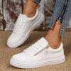 Women's Casual Zipper Decorated Lace-up Sneakers 15454681S