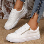 Women's Casual Zipper Decorated Lace-up Sneakers 15454681S