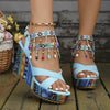 Women's Bohemian Platform Wedge Sandals with Tassels 44494673S