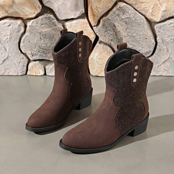 Women's Color-Block Martin Boots Fashion Short Boots 48978565C