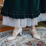 Women's Retro White Elegant Low Heel Mary Jane 38454938C