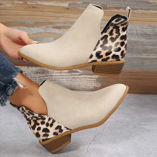 Women's Leopard Stitching Ankle Boots 90337009C