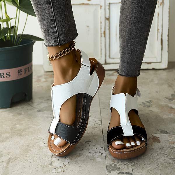 Women's Stitching Velcro Wedge Platform Sandals 92197225C