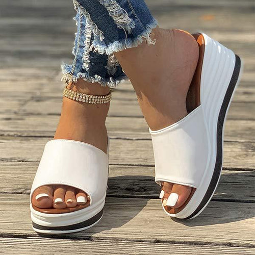 Women's Peep-Toe Wedge Heel Casual Sandals 74500232C