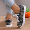 Women's Casual Fashion Printed Lace-Up Canvas Flats 46989564S