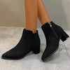 Women's Suede Chunky Heel Side-Zip High Heel Ankle Boots 67639735C