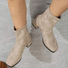 Women's Chunky Heel Ankle Boots with Back Zipper 25135162C