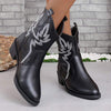 Women's Pointed-Toe Embroidered Chunky Heel Western Boots 18040761C