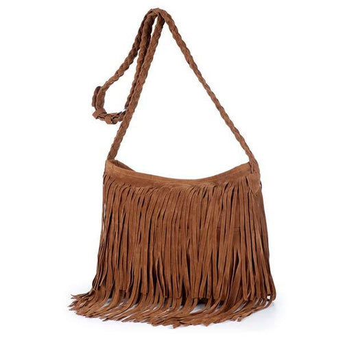 Suede Vintage Woven Fringe Bag 79955914C