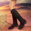 Women's Suede Fringe Knee-High Boots with Block Heel 12780587C