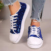 Women's Round-Toe Flat-Soled Lace-Up Sequined Casual Shoes 12179493C