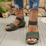 Women's Thick-soled Fish Mouth Hollow Sandals with Elastic Strap 93040299S
