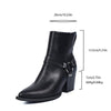 Women's Retro Chunky Heel Belt Buckle High-Heeled Ankle Boots 62279522C