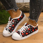 Women's Round Toe Canvas Love Flat Sneakers 92778892C