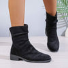 Women's Chunky Heel Suede Ankle Boots with Back Zipper 56530048C