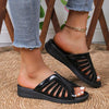 Women's Retro Rhinestone Low Wedge Hollow Sandals 50868086S