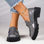Women's Round Toe Square Heel Pink Belt Buckle Shoes 68161796C