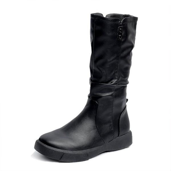 Women's Vintage Fashion Flat Mid Boots 09487306S
