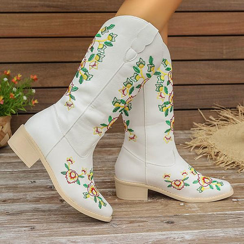 Women's Stylish Slip-On Embroidered Western Boots 59823295S