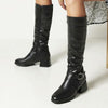 Women's Fashion Chunky Heel Buckle Knee-High Boots 61649720S