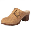 Women's Comfortable Chunky Heel Hollow Slippers 52821420C